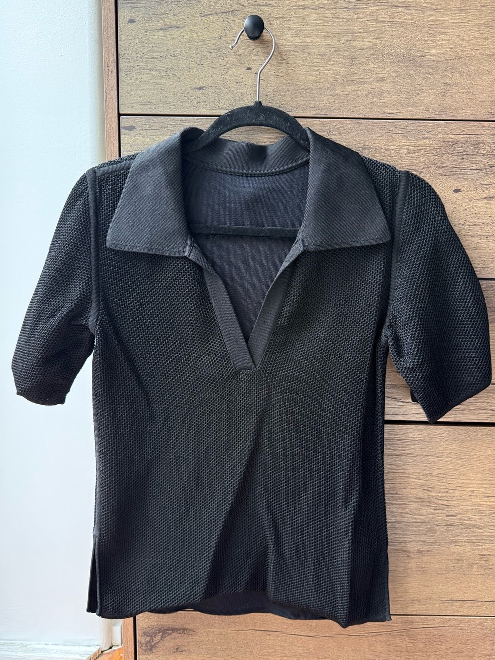 PEPA POMBO Polo Knit Collared Shirt in Black
